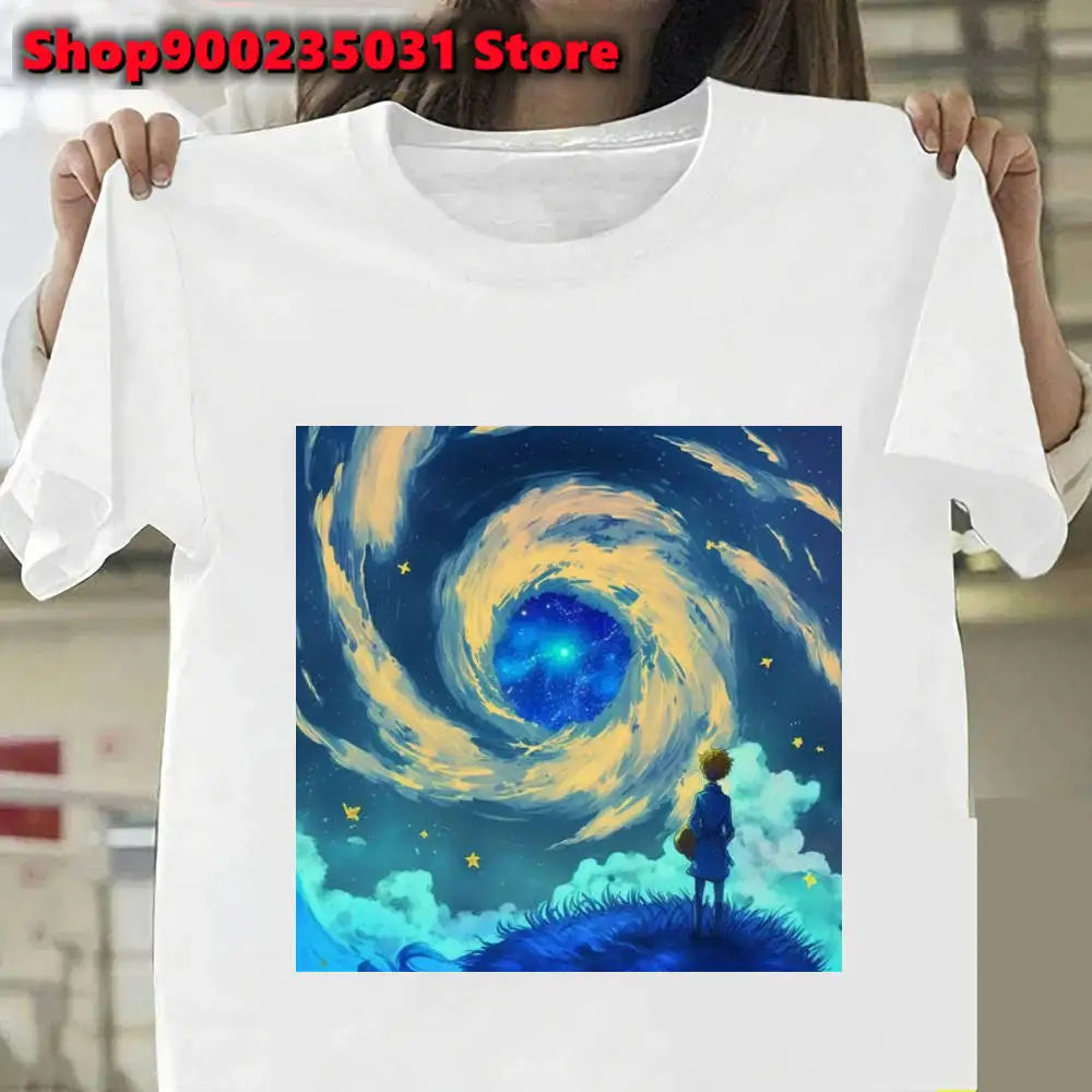 Van Gogh The Little Prince Art Oil Painting T Shirt Harajuku Women Y2k Tops Casual Womens Clothes Personality Graphic Tees Shirt