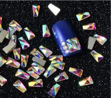 100pcs AB clear Rhinestone 4-10mm Nail Art Shape Top Crystal AB Czech Crystal Rhinestone Flatback Elongated Glass Stones ZZ15244