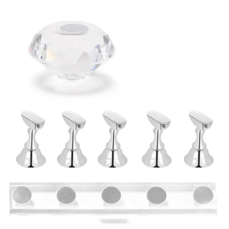 Acrylic nail practice stand, magnetic nail tip art display stand, nail enhancement tool with reusable adhesive putty clay, used