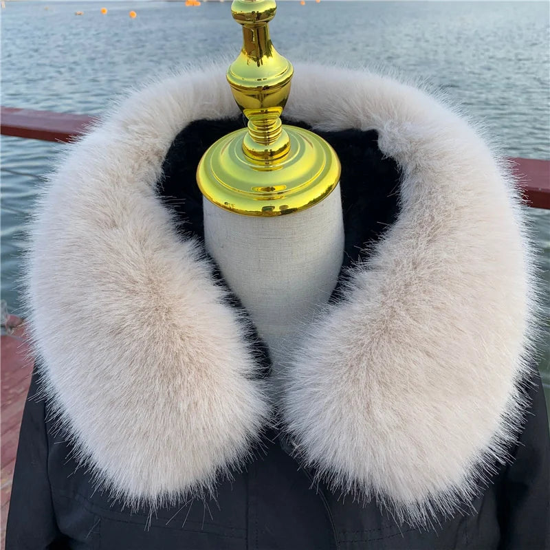 Women Faux Fox Fur Collar Shawl Furry Fur Collar For Winter Coat Hood Fur Decor Fake Fur Scarf Parkas Coat Fur Collar Scarves Viralgem Store