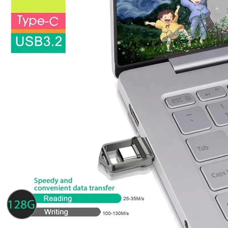 Xiaomi 2TB 3.2 Flash Drive USB Type-c 2-In-1 High Speed Transfer Metal U Disk Waterproof Universal For Mobile Phone Computer