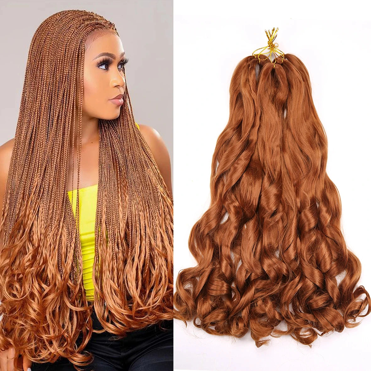 16-24 inches Synthetic French Curly Crochet Braiding Hair Loose Wave Ombre Hair for Women Spiral Pre Stretched Hair Extensions Viralgem Store