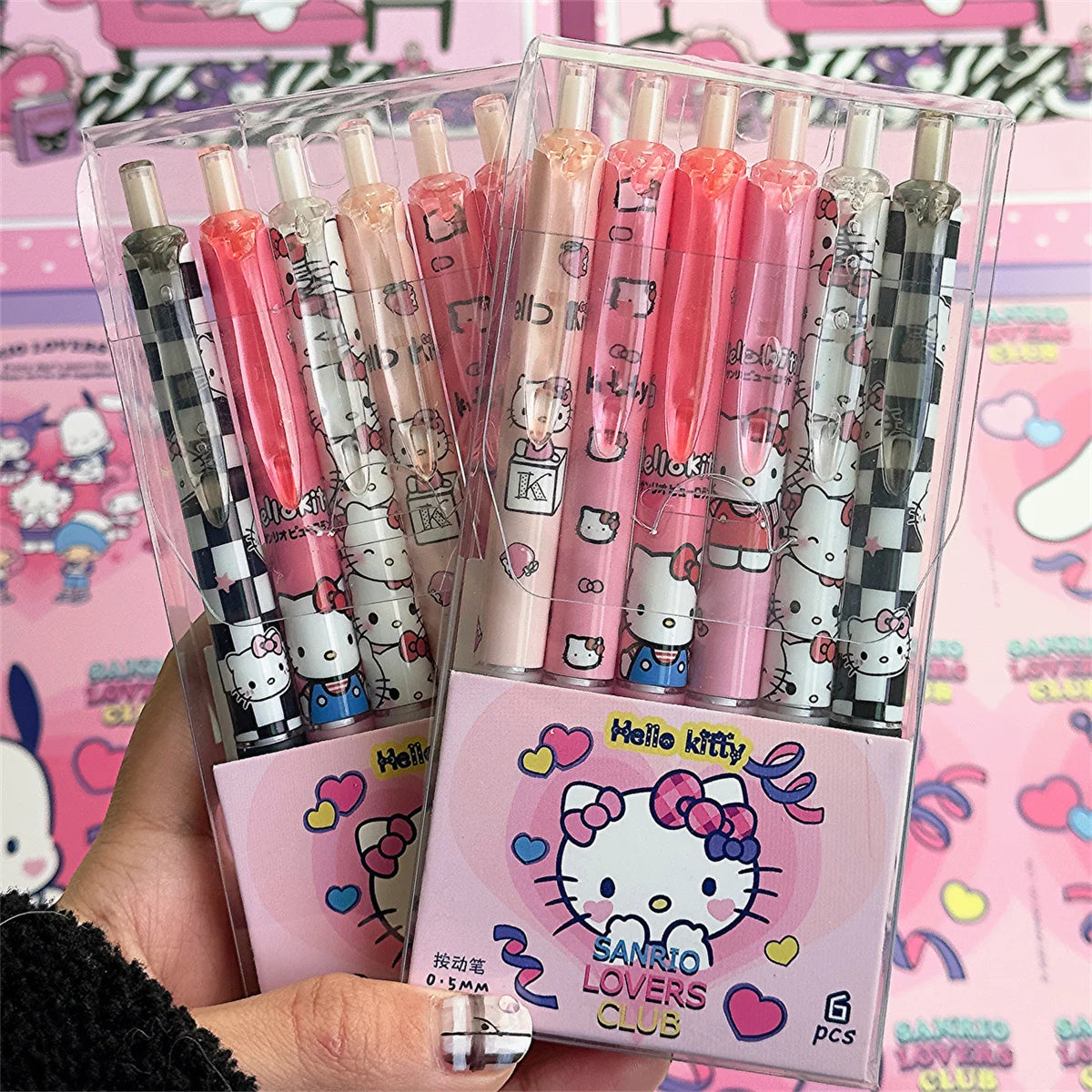 6Pcs/Set Kawaii Kuromi  0.5mm Gel Pens Set Cute Black Pen Cartoon School Student Stationery Supplies Gift