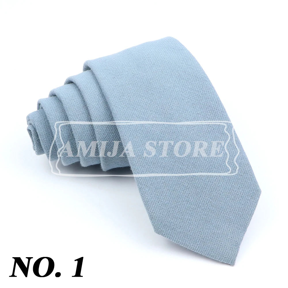 Wed Cotton Tie Solid Color Necktie For Man Woman Blue Pink Yellow Skinny Slim Ties Fashion Wedding Party Gifts Men Accessories
