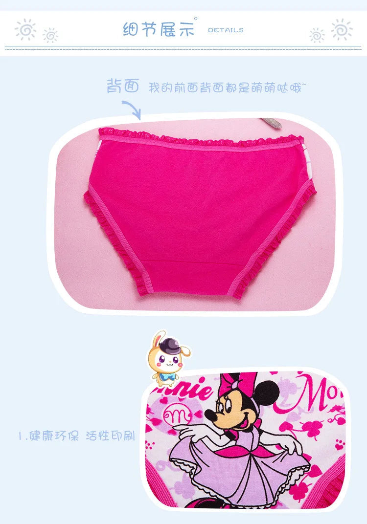 4pcs/set Disney Girls Cartoon Mickey Mouse Underpants 2-10years Old Children Classic Pop Pure Cotton Boxers Minnie Birthday Gift Viralgem Store