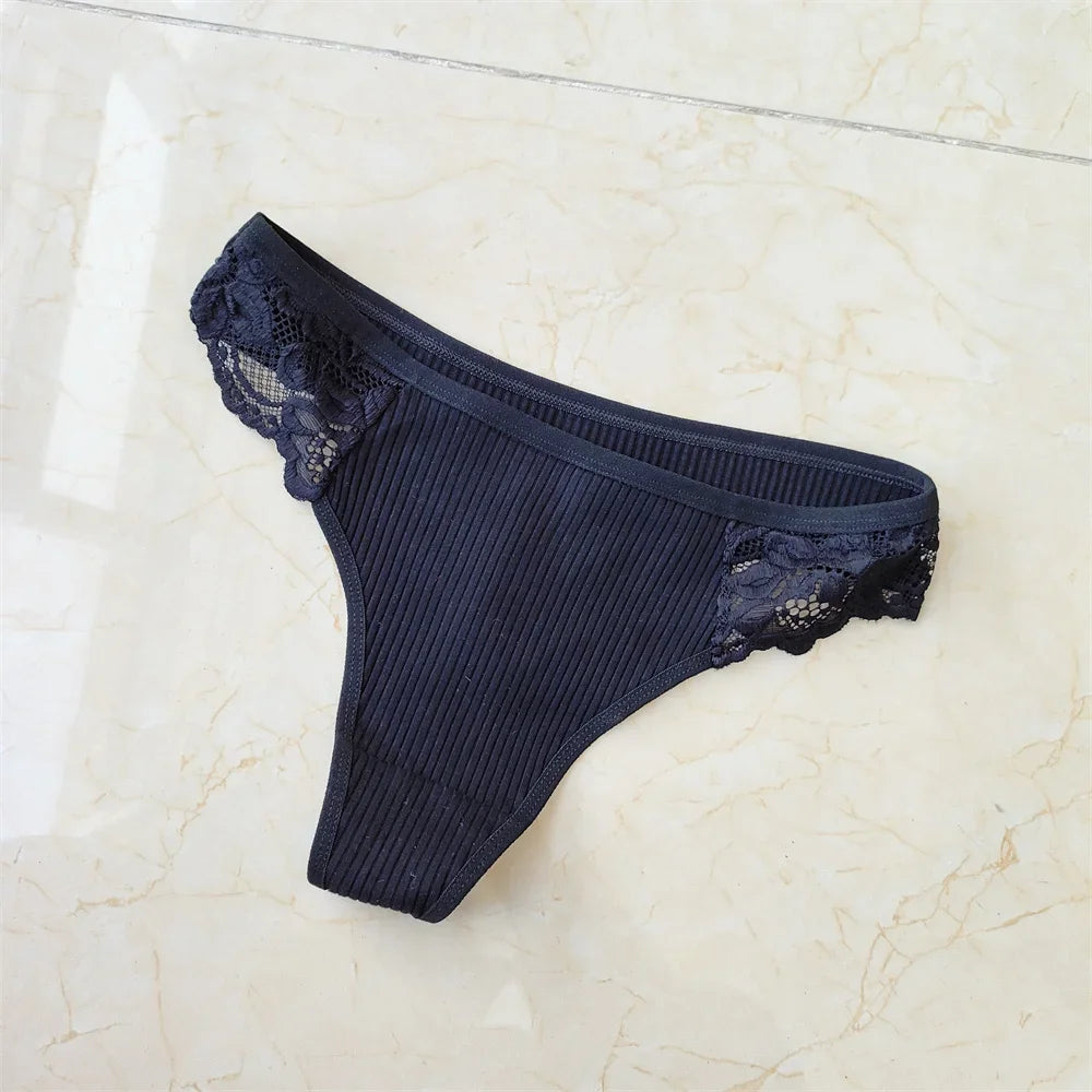 3Pcs/Set Women Thread Cotton Lace Thong Panties Pack Sports Ladies Seamless G Strings Cozy Lingerie Tanga Panty Viralgem Store