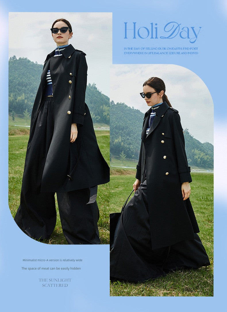 2024 Spring & Fall New Arrival Big Brand Classy C Double Breasted Loose Retro Elegant Mid Length Long Length Trench Coat Outwear Women Viralgem Store