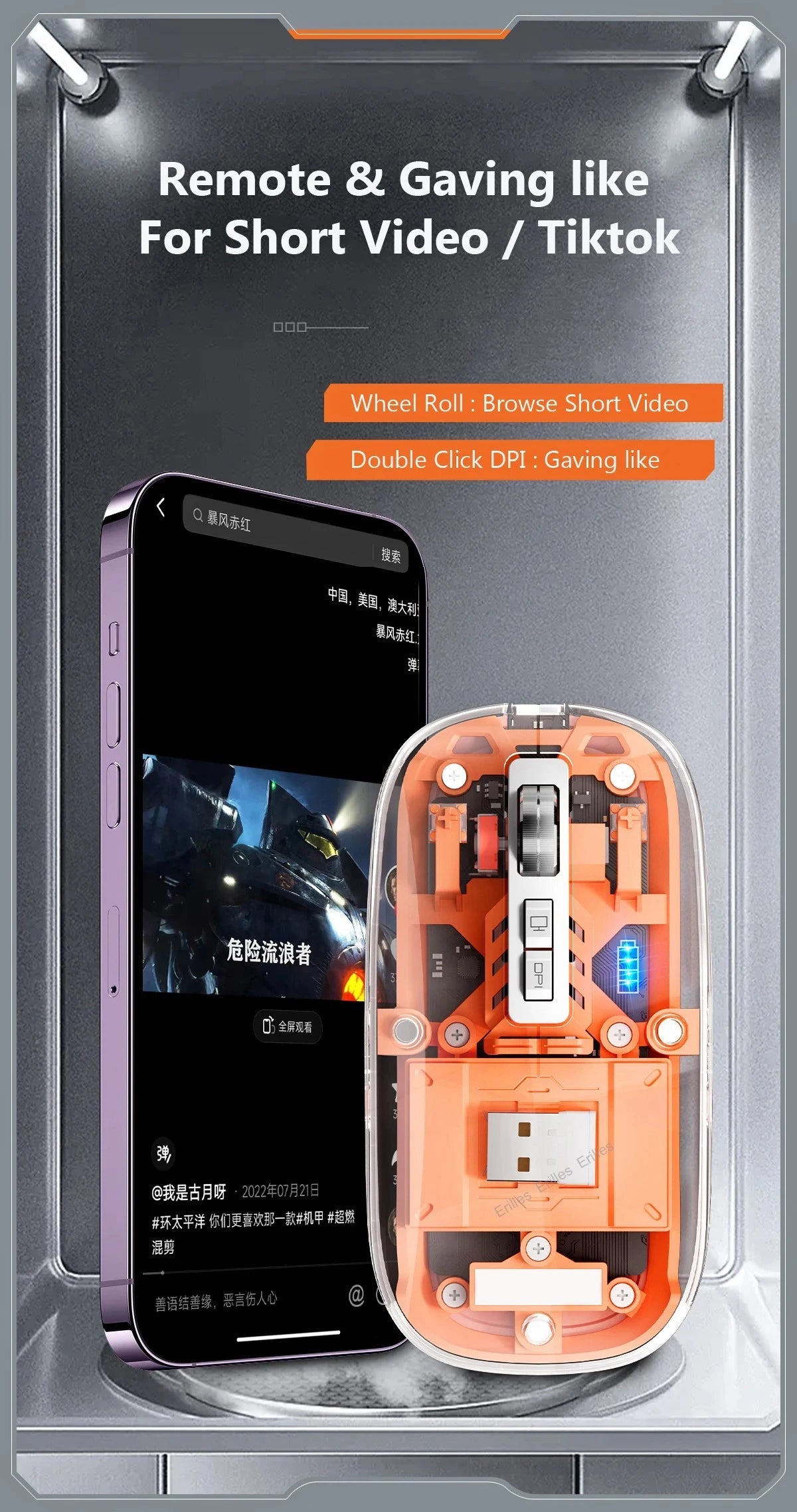 Transparent Magnetic Triple Mode Bluetooth compatible 2.4G Wireless Mouse One-Click Desktop Type-C Rechargeable Silent Mice Mute Viralgem Store