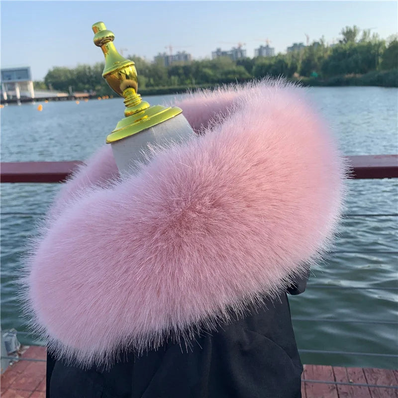 Women Faux Fox Fur Collar Shawl Furry Fur Collar For Winter Coat Hood Fur Decor Fake Fur Scarf Parkas Coat Fur Collar Scarves Viralgem Store