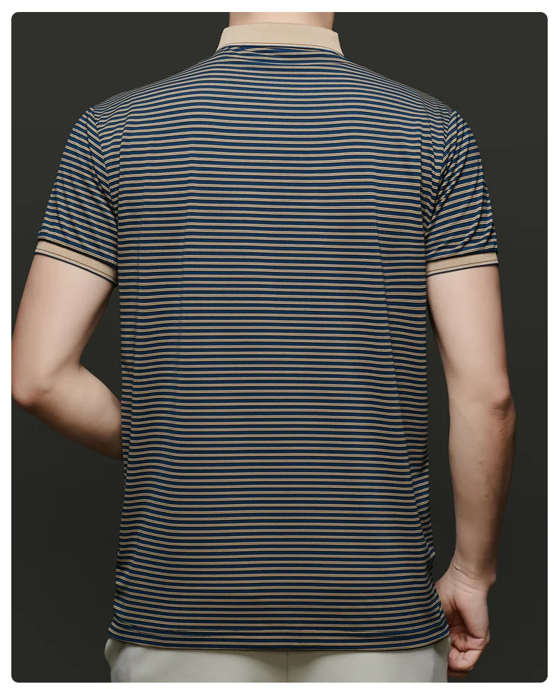Top Grade 2025 Summer Brand Designer Polo Shirts For Men Summer Stripped Slim Fit Short Sleeve Casual Tops Fashions Men Clothes Viralgem Store