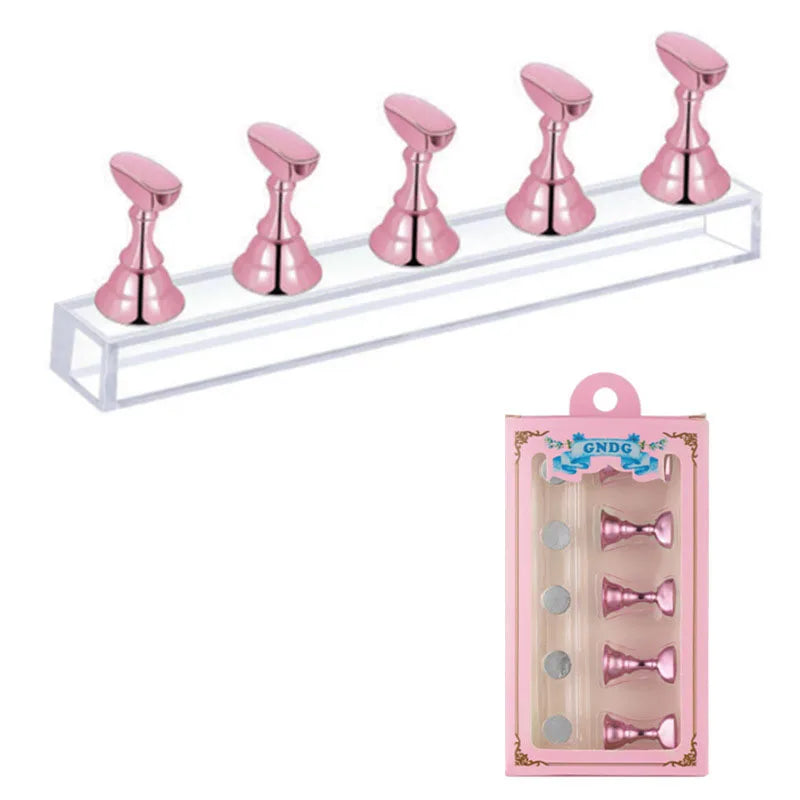 Acrylic nail practice stand, magnetic nail tip art display stand, nail enhancement tool with reusable adhesive putty clay, used