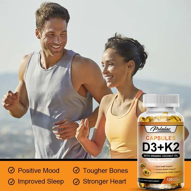 Vitamin D3 + K2 - Help Regulate Calcium Metabolism, Promote Bone, Teeth and Skin Health, Support Immunity - 120 Capsules Viralgem Store