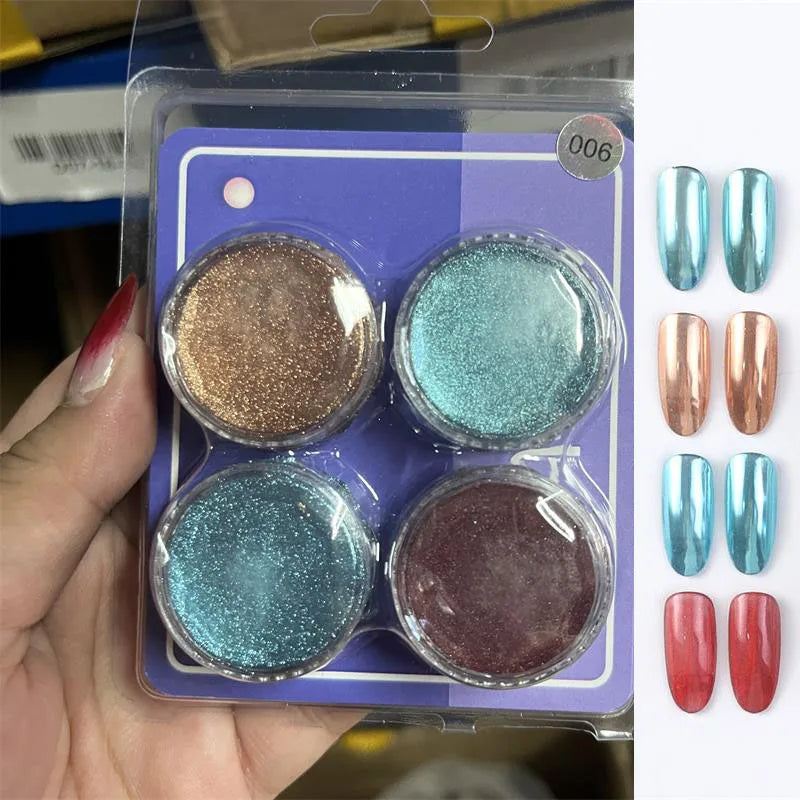 1 Box Mirror Glitter Powder Nail Decoration Metallic Chrome Nail Powder Set Y2K Rubbing Glitter Pigment Flakes Manicure Accessor