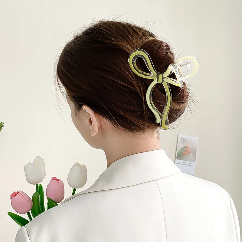 AISHG Crab Hair Clips Women Large Shark Jelly-colored Bow Claw Clips Scissors Shape Clamp Joker Hairpin Girls Hair Accessories Viralgem Store