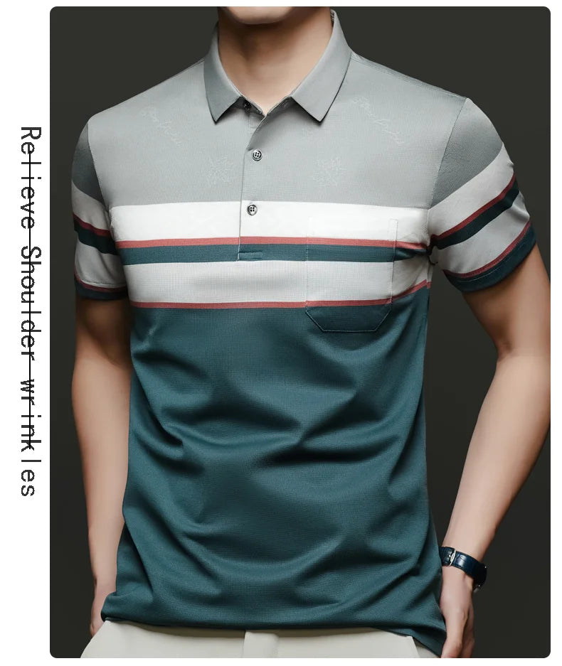 Top Grade Summer Brand Polo Shirts For Men Designer Summer Stripped Luxury Short Sleeve Slim Casual Tops Fashions Men Clothes Viralgem Store