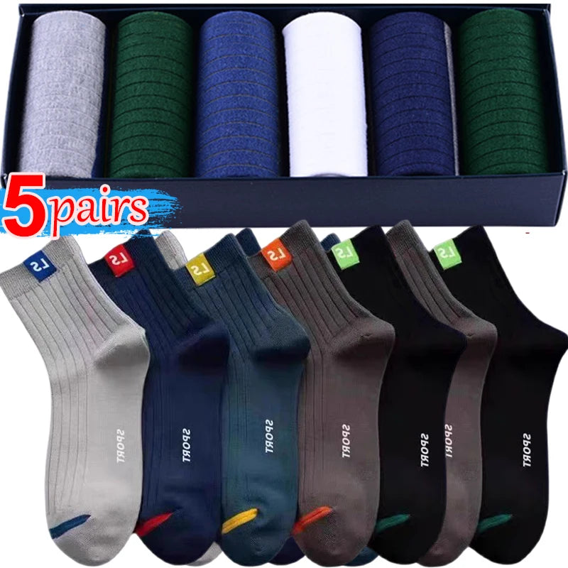 1/5pairs High Quality Men's Socks Casual Breathable Run Sports Socks Male Cotton Socks Winter Black Socks Men Large Size 38-45 Viralgem Store