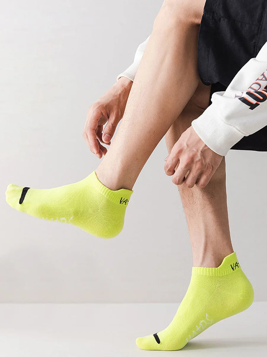 5 Pairs Men's Ankle Socks Bright Color No Show Socks Men Breathable Street Fashion Sport Invisible Travel Running Socks Viralgem Store