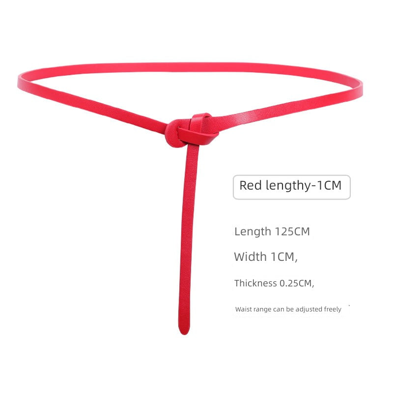 Women's Woolen Sweater Accessories Leather Coffee Color Lengthened Belt