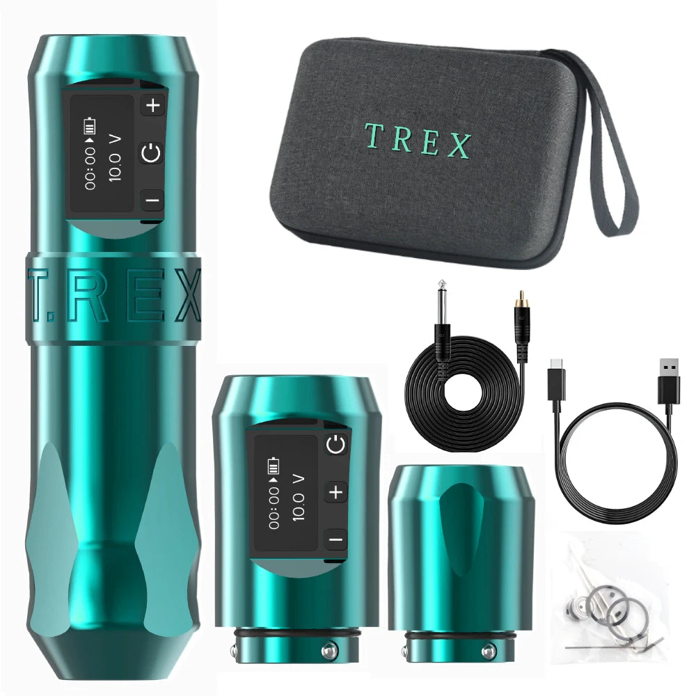 T-Rex Wireless Tattoo Machine Rotaty Battery Pen With Portable Power Pack 2400mAh LCD Digital Display For Body Art Makeup