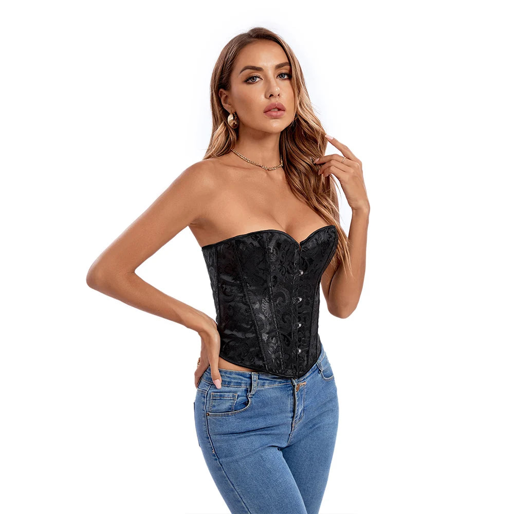 Women Steampunk Corset Bustier Overbust Lingerie Sexy Corselet Lace Up Plus Size Brocade Crop Tops Vest Female Gothic Costume Viralgem Store