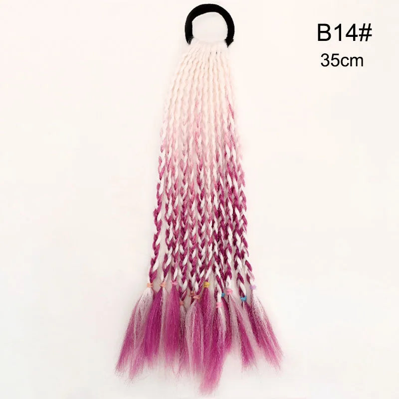 35cm Girl Thicker Wig Ponytail Hair Ropes Kids Twist Braid Rope Headdress Hair Braider Elastic Hair Band Rubber Hair Accessories Viralgem Store