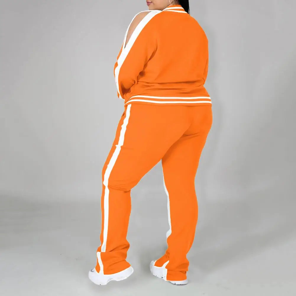 2025 Women Tracksuit Jogging Suit Plus Size Zip-up Long Sleeve Sweatsuit with Trousers Loose Fit Tracksuit Sports Casual Outfit Viralgem Store