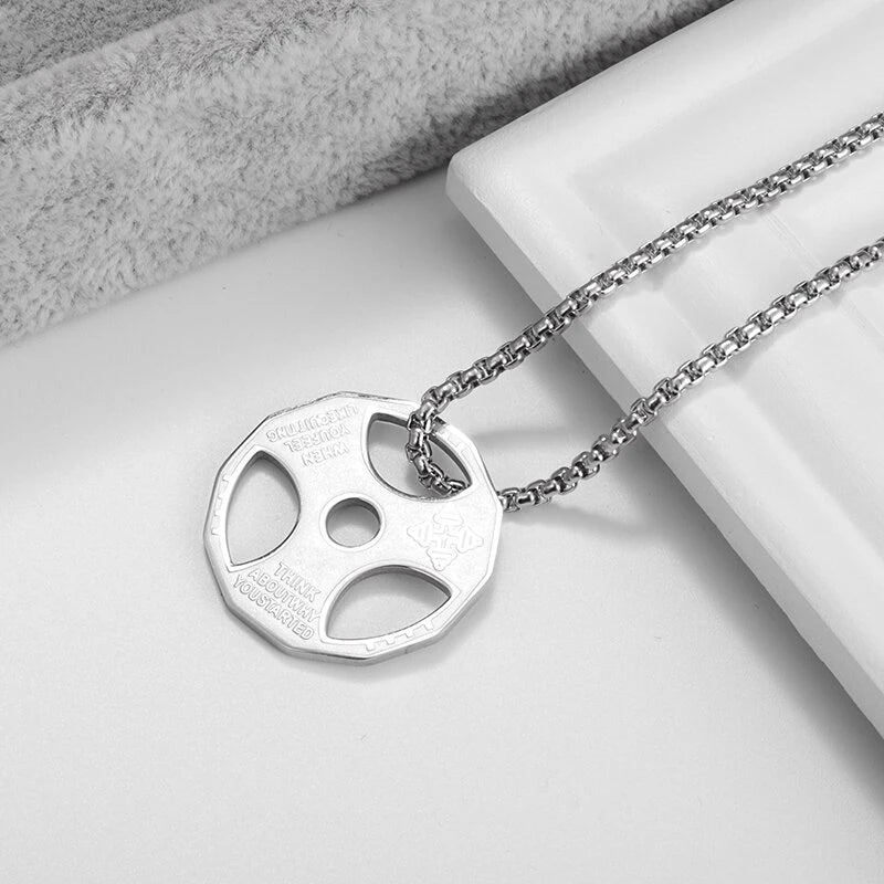 Titanium Steel Dumbbell Pendant Gym Fitness Equipment Barbell Necklace Domineering Muscular Men Fitness Leisure Sports Jewelry Viralgem Store