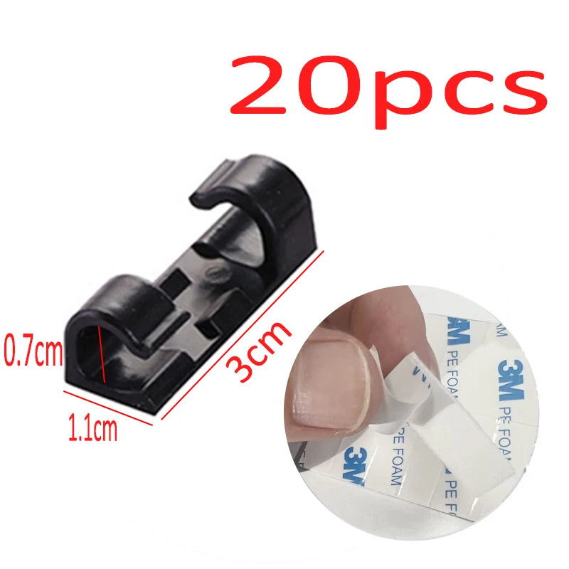 16/20pcs Cable Organizer Clips Cable Management Wire Manager Cord Holder USB Charging Data Line Bobbin Winder Wall Mounted Hook Viralgem Store