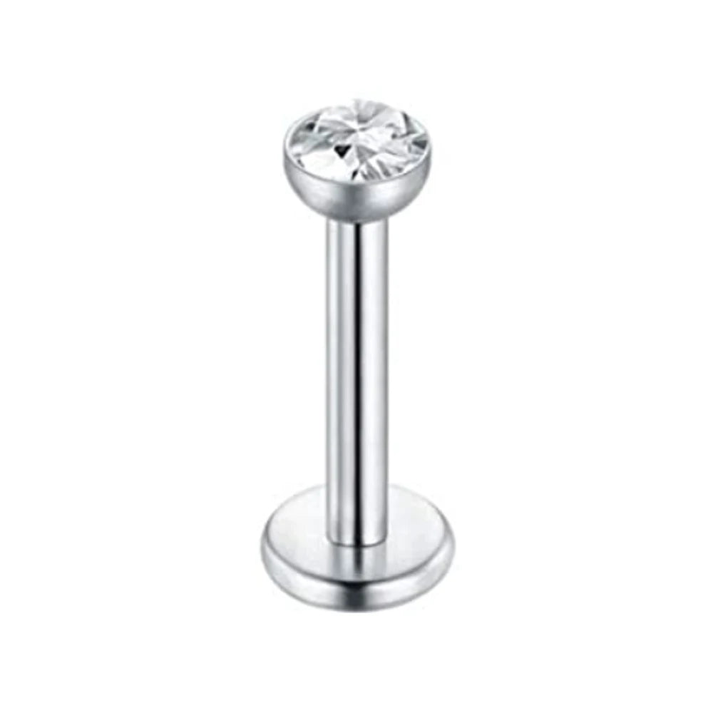 WKOUD 16g Stainless Steel Lip Labret Piercing Crystal Ball Monroe Lip Stud Helix Tragus Conch Cartilage Earrings 6/8/10mm