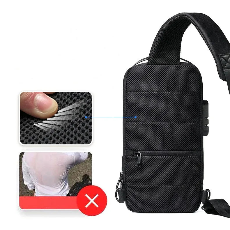 2023 Men's Chest Bag Waterproof Crossbody Bag Multifunction Anti-theft Travel Bags Shoulder Bag Male USB Charging Pouch for Man Viralgem Store