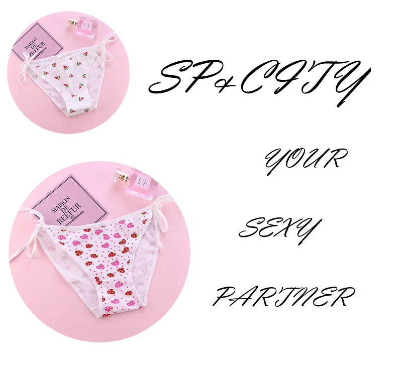 SP&CITY Young Girls Student Cute Underwear Women Japan Lace Up Cotton Panties Funny Hollow Out Seamless Briefs Female Lingerie