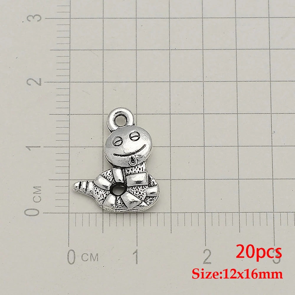 10/20pcs/lot Antique Silver Plated Snake Charms Animals Pendant For Diy Necklace Jewelry Making Findings Supplies Accessories Viralgem Store