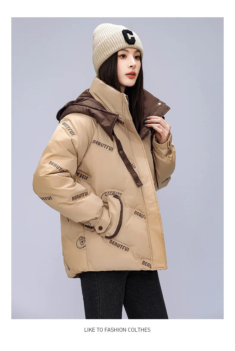 Women Pink Gothic Hoodies Parka 90s Vintage Jacket Overcoat Warm Thicken Coat Harajuku Padded Jacket Clothes Winter Autumn 2024