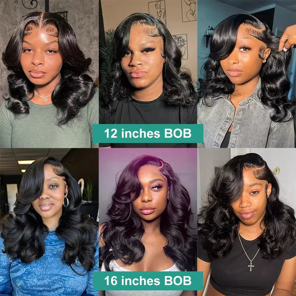 250 Density Short Bob Body Wave 13x4 13x6 Transparent Lace Front Human Hair Wigs Brazilian Lace Frontal Wig 5x5 Lace Closure Wig Viralgem Store