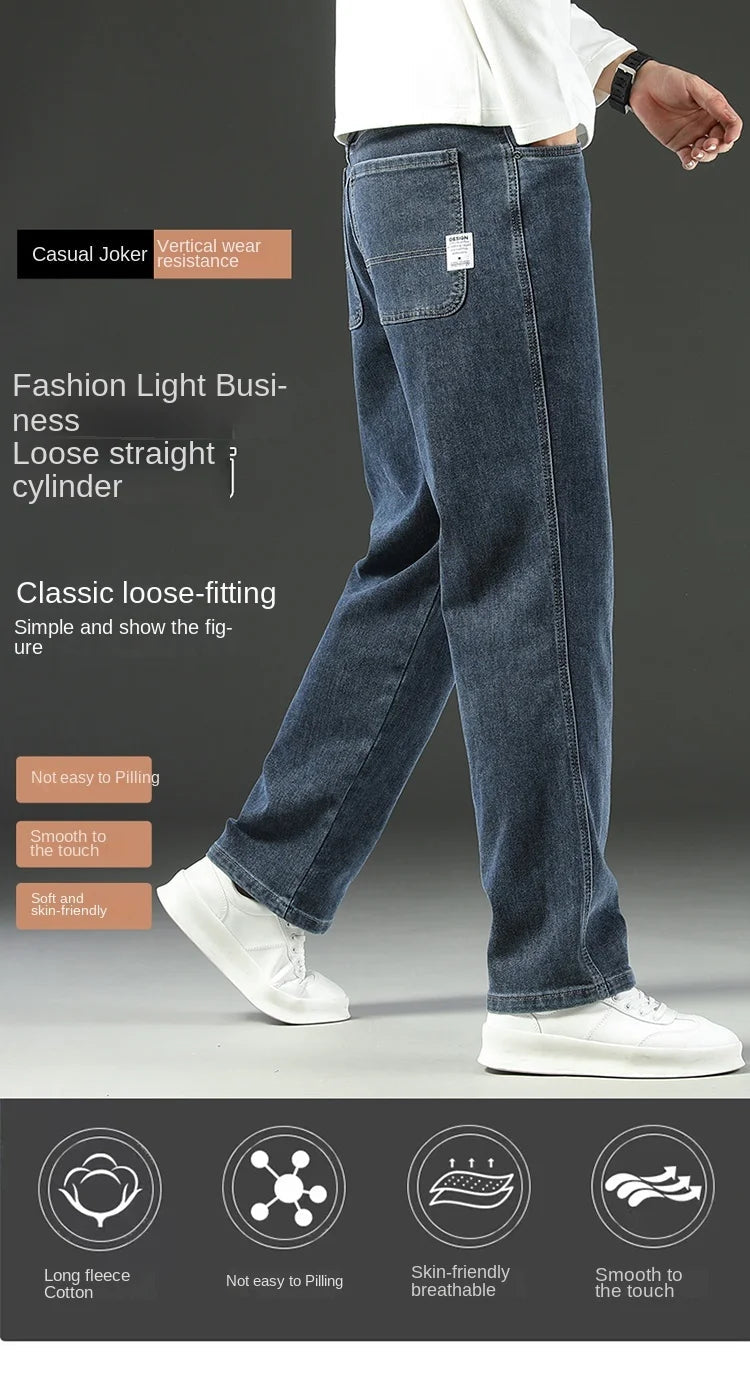 2025 New Y2K  Autumn and Winter Baggy  Jeans Men's Autumn and Winter Loose Straight Wide-leg Business Trousers Mens Clothing Viralgem Store