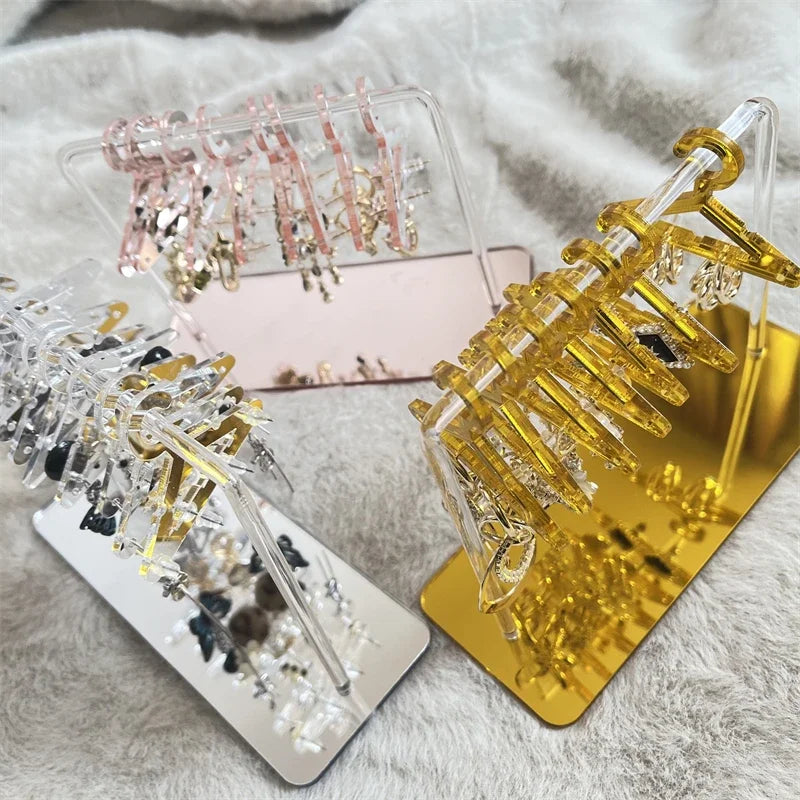 8pcs Hangers Earring Jewelry Hanger Display Stand Acrylic Organizer Creative Coat Hanger Shape Tabletop Ear Stud Jewelry Storage Viralgem Store
