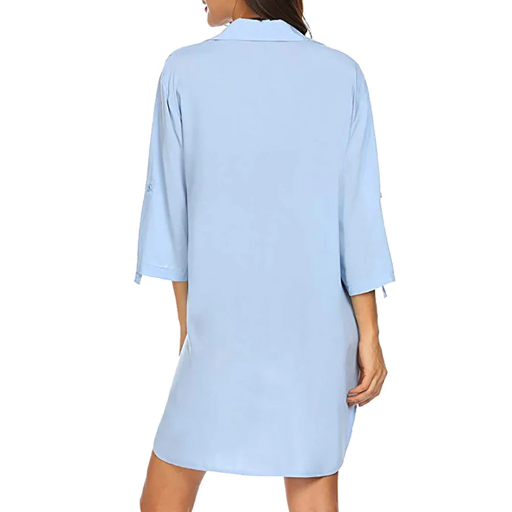 Summer Dress Shirts Beach Holiday Casual Chiffon Comfortable Cover Up Deep Flexible Sun Protection
