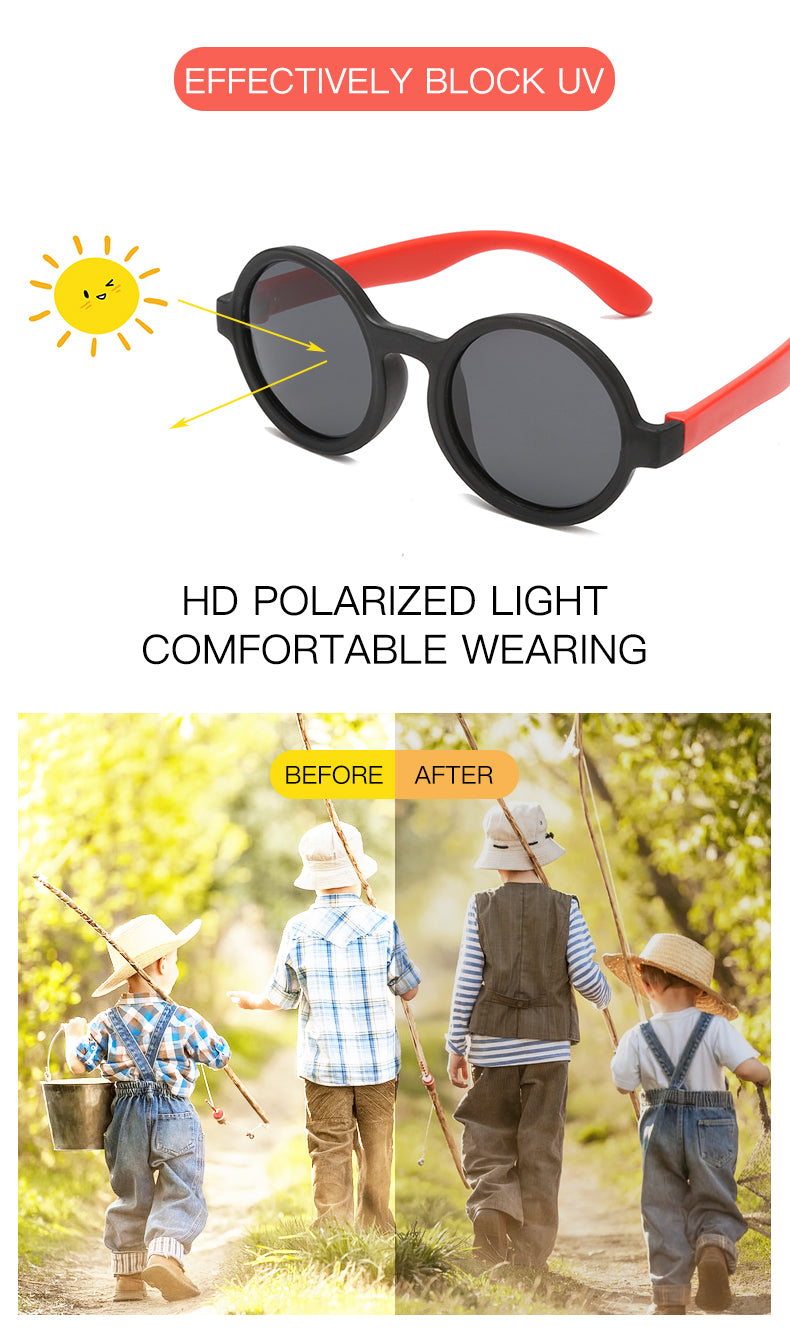 2023 New Cute Round Frame Children's Sunglasses Baby Safe Soft UV Resistant Sunglasses Trend Eyewear for Boys and Girls