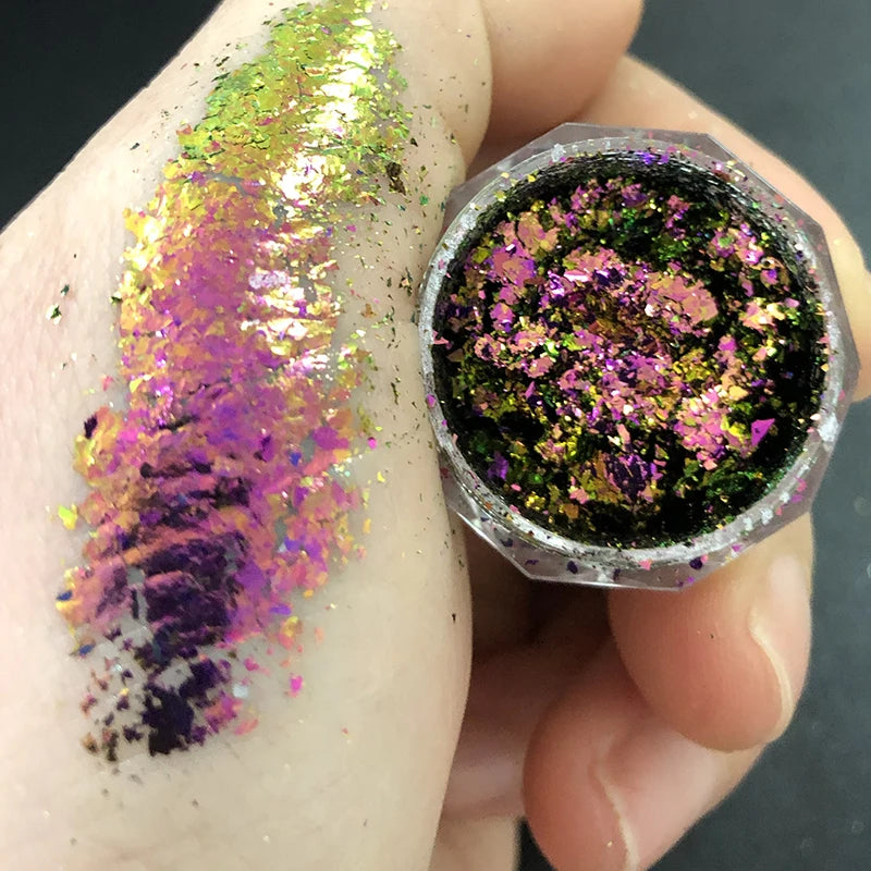 1jar Chrome Chameleon Aurora Nail Powder Metallic Effect Nail Glitter Pigment Mirror Nail Rubbing Dust Gel Nail Polish Supplies