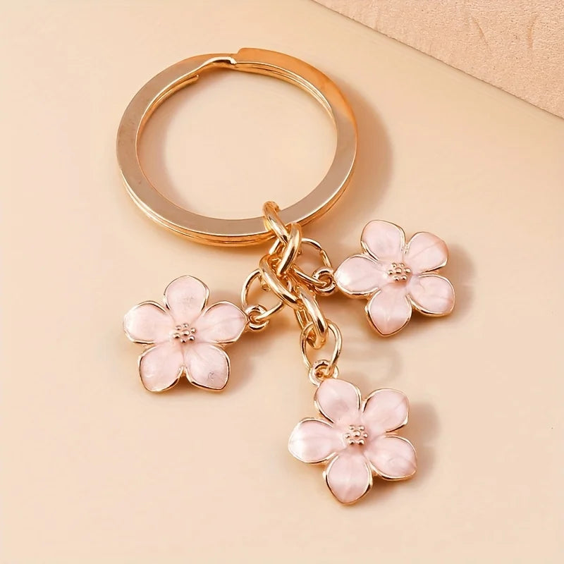 1pc Flower Charm Keychain Customizable Key Ring Bag Accessory Car Pendant Phone Ornament