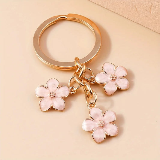 1pc Flower Charm Keychain Customizable Key Ring Bag Accessory Car Pendant Phone Ornament