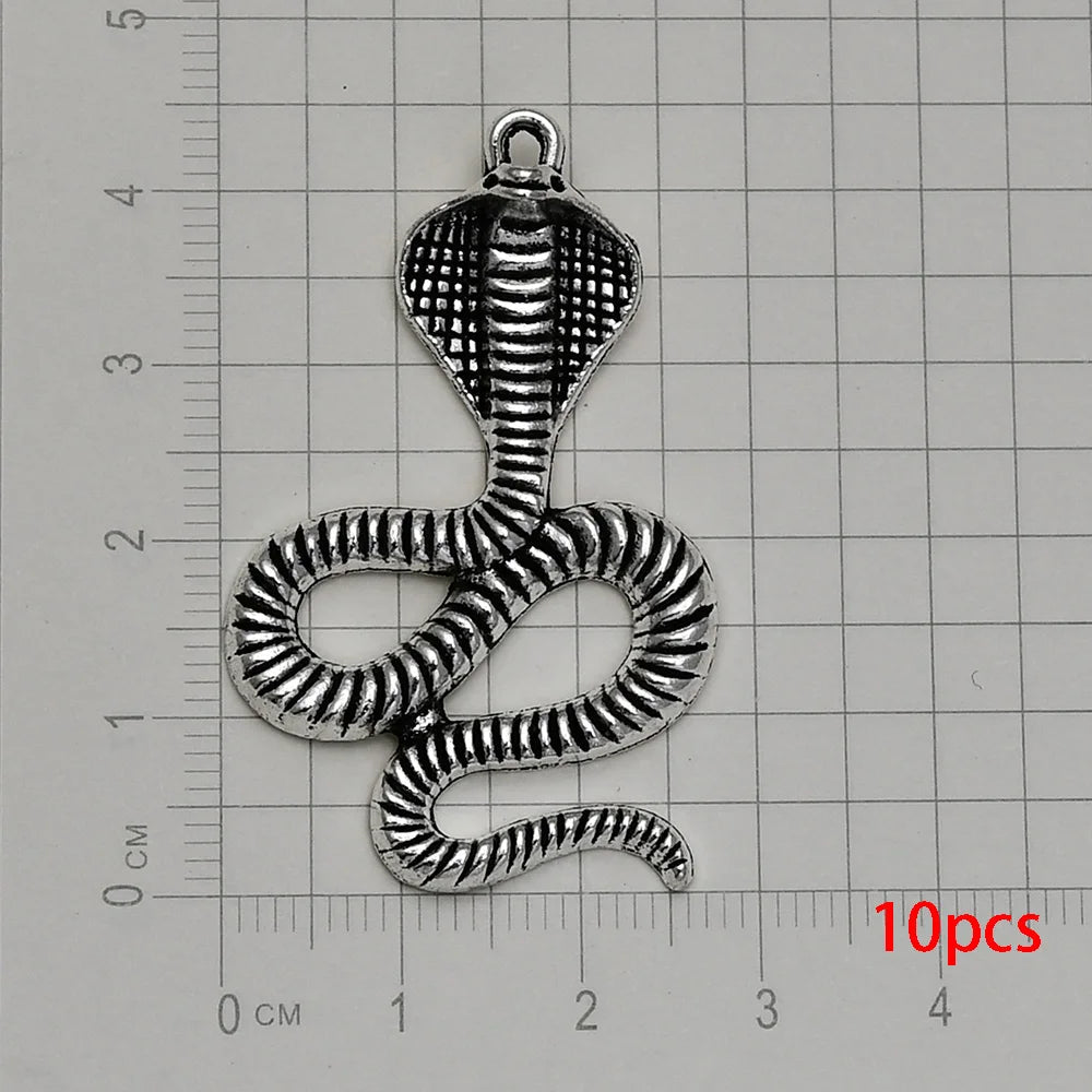 10/20pcs/lot Antique Silver Plated Snake Charms Animals Pendant For Diy Necklace Jewelry Making Findings Supplies Accessories Viralgem Store