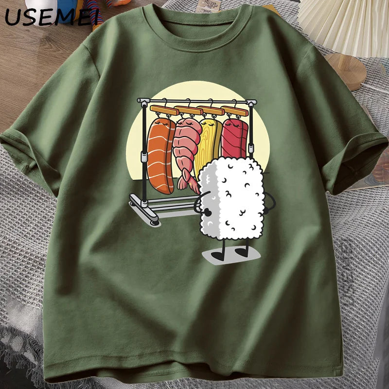 Sushi Wardrobe T Shirt Women Men Funny High Quality T-shirt Cotton Graphic T Shirts Loose Short-sleeve Pritned Tshirt Man Tops Freshlook Styles