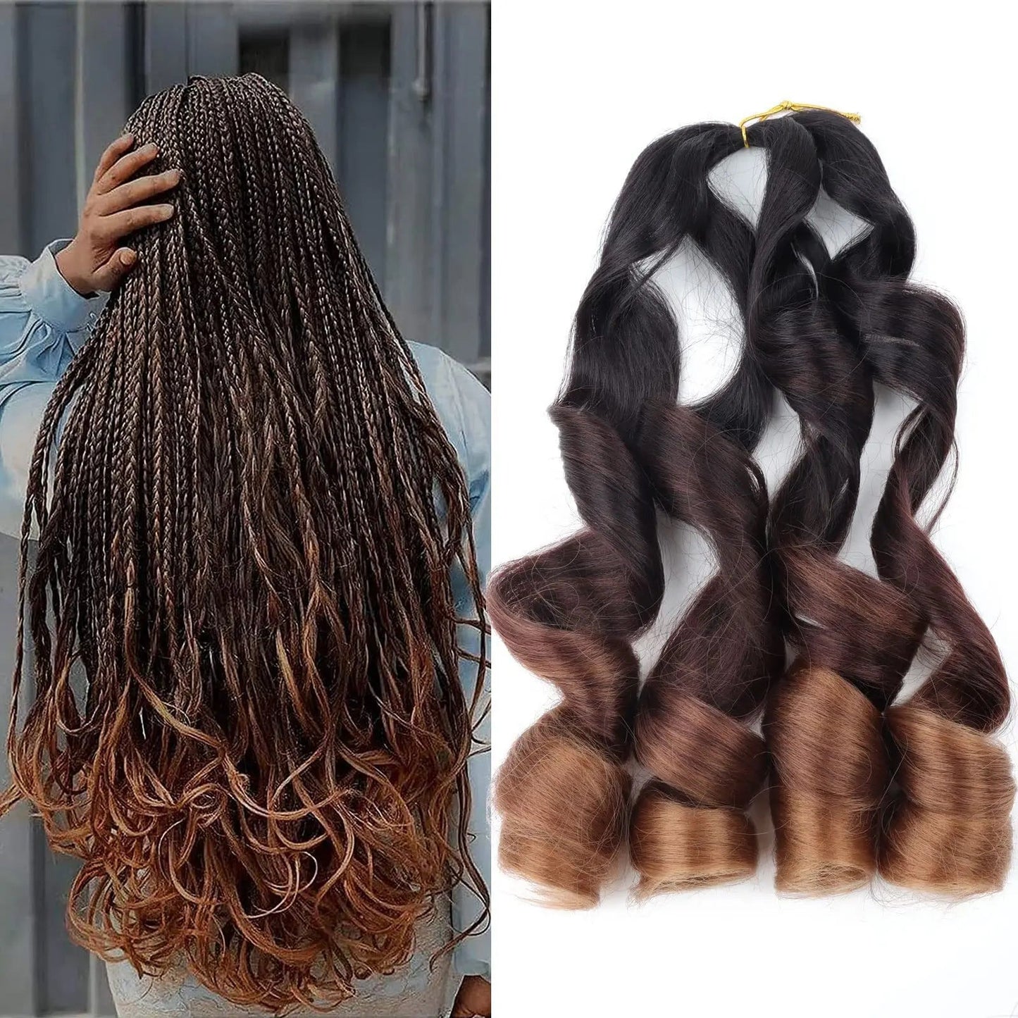 16-24 inches Synthetic French Curly Crochet Braiding Hair Loose Wave Ombre Hair for Women Spiral Pre Stretched Hair Extensions Viralgem Store