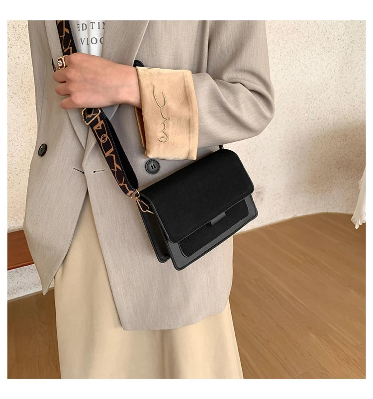 Wide Straps Shoulder Bag Flap Small Crossbody Bags for Women Simple Classic Handbags for Women Sac A Main Femme сумка женская