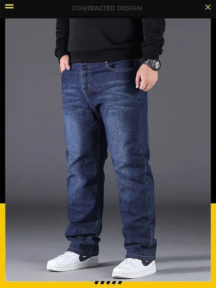 10XL Mens Black Jeans Oversize High Waist Loose Trousers Large Size Husband Plus Size Loose Denim Trousers Blue Male Denim Pants