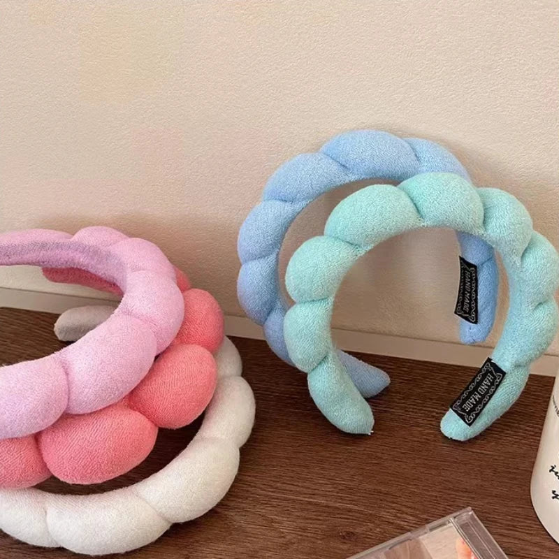 Sponge Co Spa Makeup Bubble Terry Cloth Headband Puffy Retro Hair Bands Soft Hairband Headwear Viralgem Store