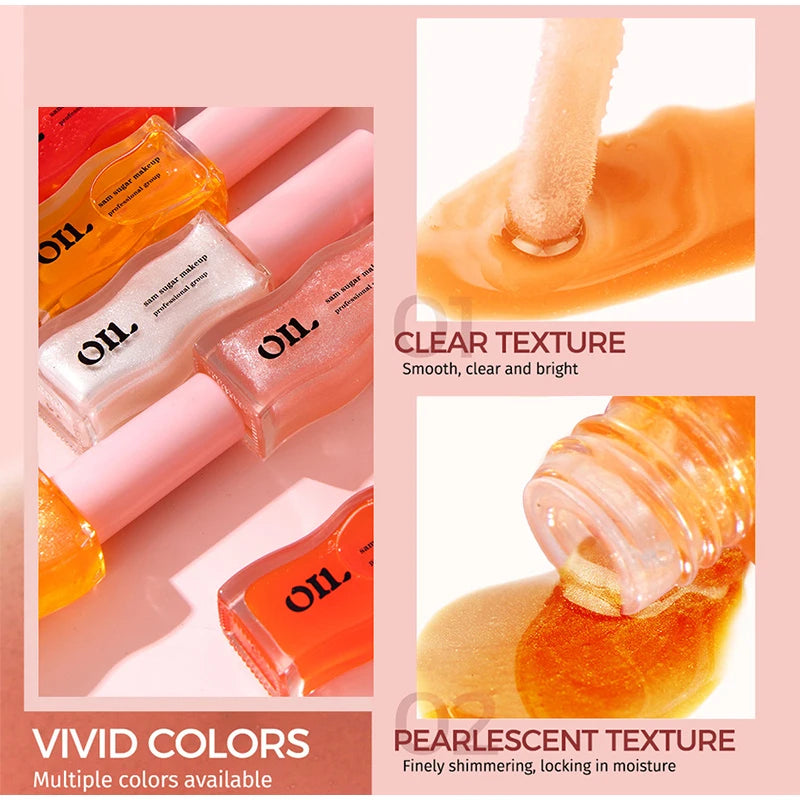 2PCS Fruit Lip Balm Oil Moistens Jelly Lip Gloss Honey Juice Lip Gloss Transparent Glass Lip Gloss Lip Protection Essence