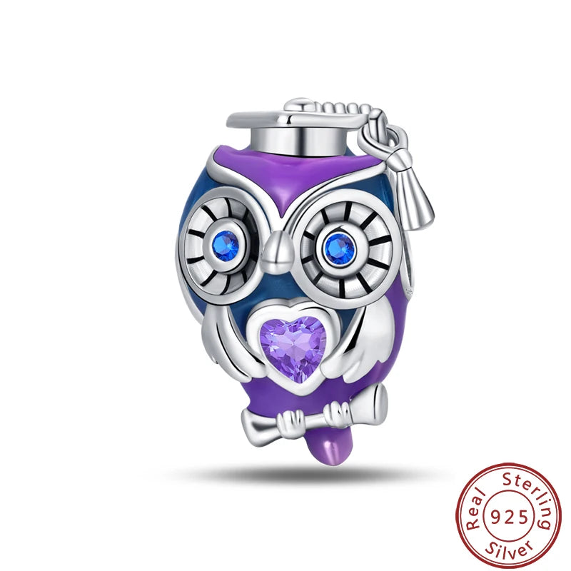 100% 925 Silver Parrot Hummingbird Owl Birds Fashion Design Charms Beads 3mm DIY Fine Jewelry Gifts Making Viralgem Store