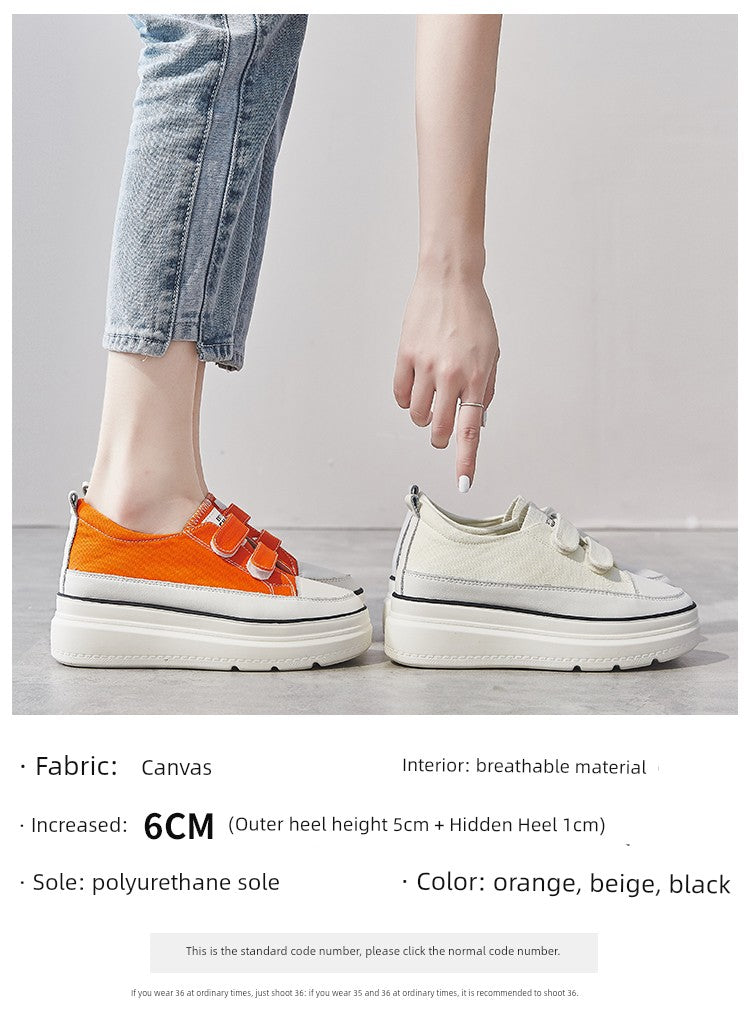White Shoes Thick Sole Elevator Wild Best Selling Canvas Shoes
